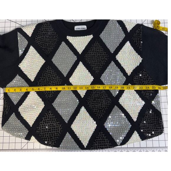 Alfred Dunner Vintage Sequin Black White Geometric Pattern Sweater Women 3XL - Picture 6 of 7